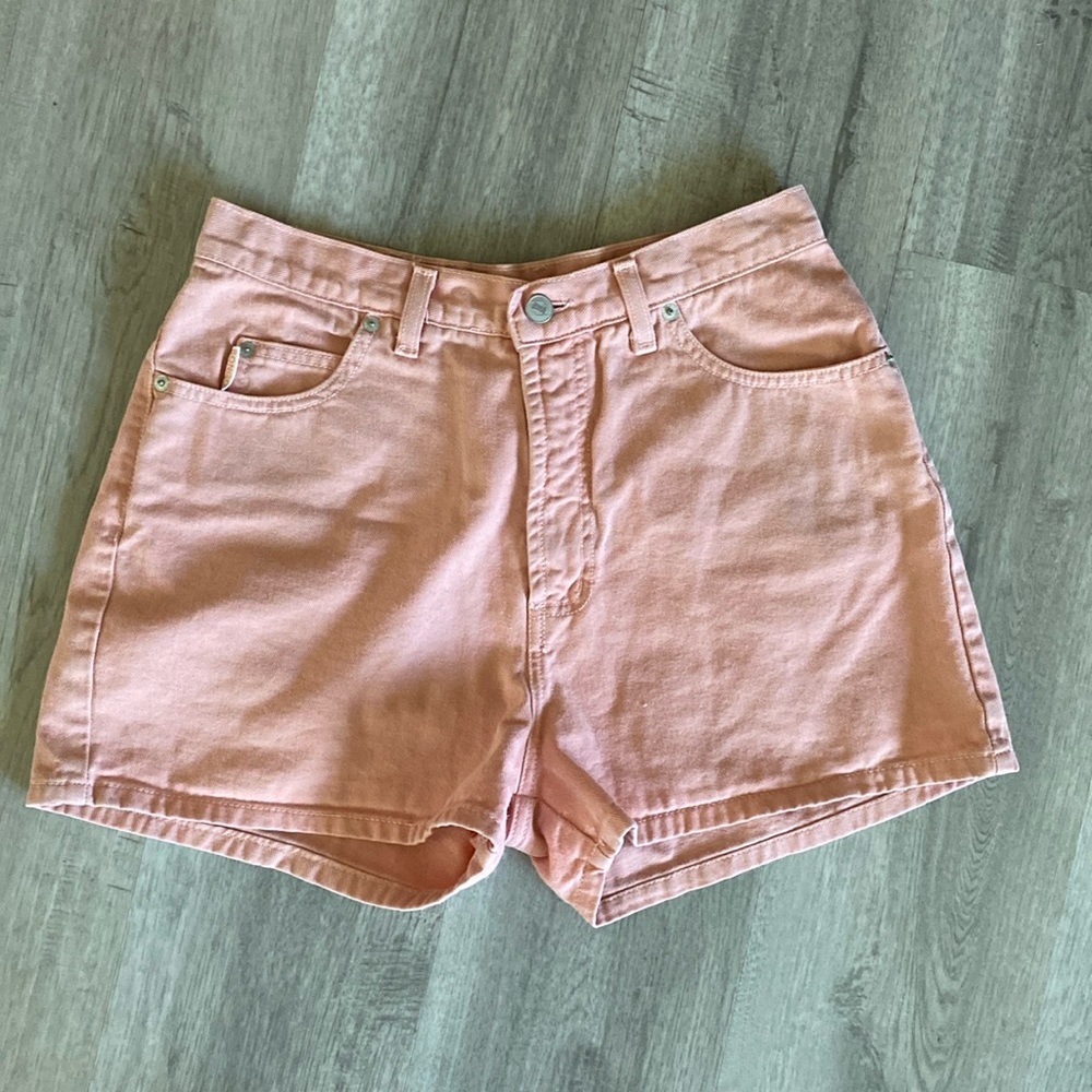 🍑 VINTAGE RARE 90s Bongo by Gene Montesano high waisted mom Peach Denim Shorts